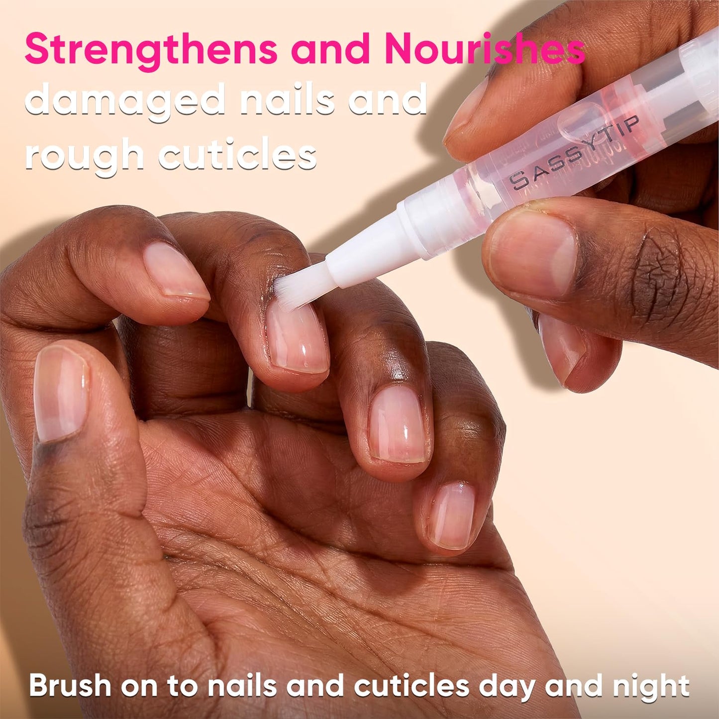 SASSYTIP Nail Strengthen Oil Pen | Fast-Absorbing Cuticle Oil with Biotin & Ginseng | For Brittle & Peeling Nails | Jasmine, Rose, Lemon Scents | Home, Office, Travel Use (Rose+Jasmine)