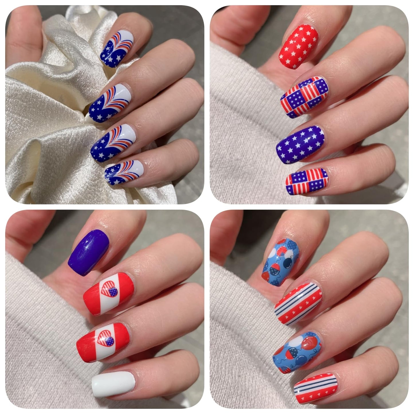 8 Sheets 4th of July Nail Wraps Stickers, Independence Day Full Nail Polish Strips, Memorial Day DIY Self-Adhesive Nail Art Decals Patriotic American Flag Pattern Decor (112 Pieces)