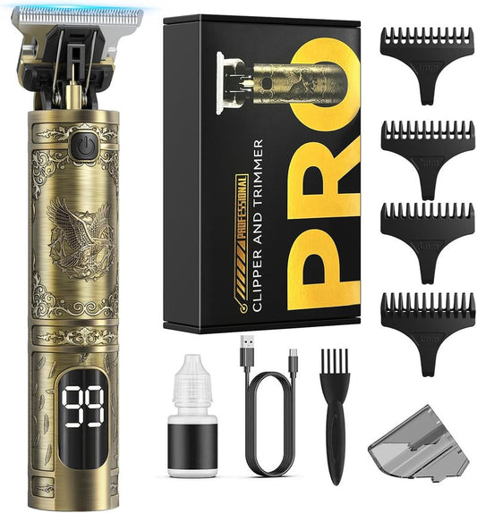 Beard Trimmer - Vintage T-Blade Hair Clippers with 180-Minute Runtime | Type-C Rechargeable, Cordless Electric Razor