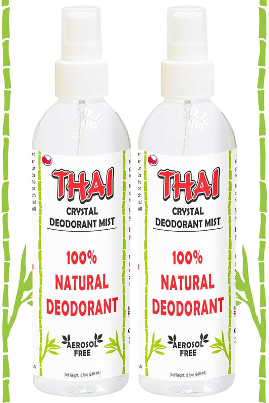 2-PACK Thai Crystal Deodorant Mist Spray (8 oz) – Whole Body Mineral Salt Deodorizer for Men, Women & Athletes – Unscented, Travel & Gym-Friendly