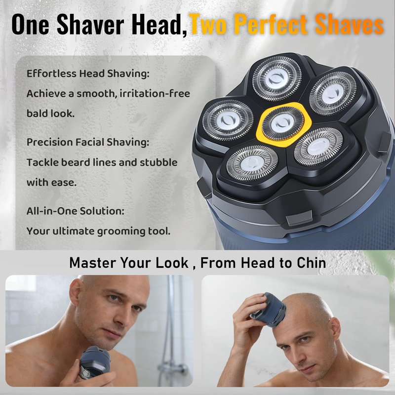 Magnetic 6D Shaver Replacement Heads – Universal Compatible with Kensen,DOAO,NIWUIO,Ufree,Solimpia & Most Most 6D Magnetic Electric Shavers for Bald Men & Face Shaving (4-Pack)
