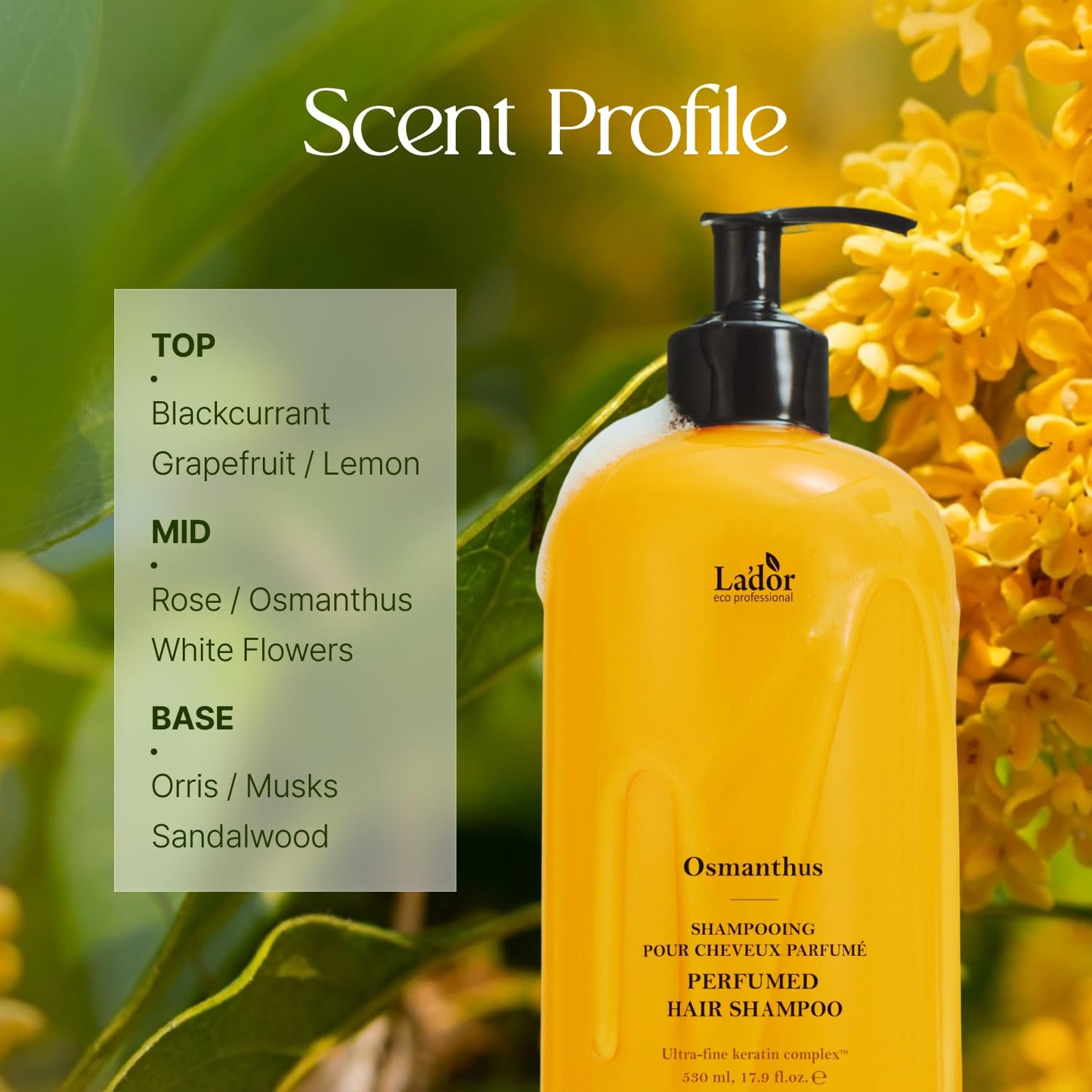 LA’DOR Perfumed Hair Shampoo - Nourishing Hydrolyzed Keratin & Proteins for Damaged Hair | Sulfate-Free, 17.92 Fl Oz (530ml)