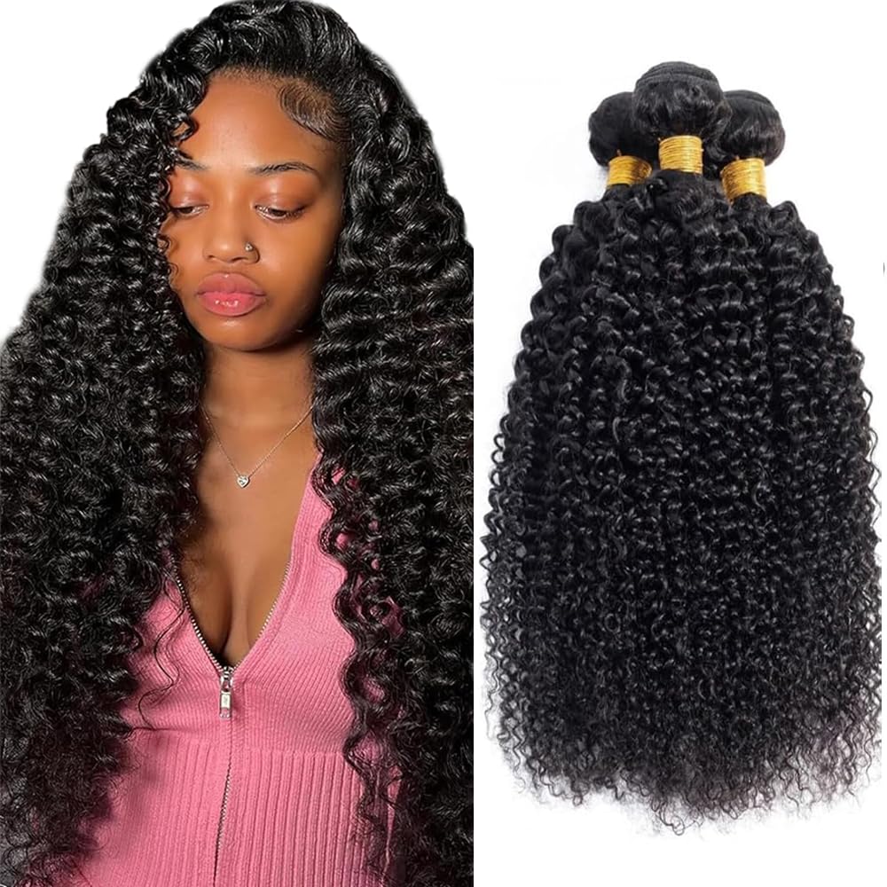 Curly Bundles Human Hair Kinky Curly Bundles 22 24 26 Inch 3 Bundles Unprocessed Virgin Double Weft 1b Bundle Hair Extensions