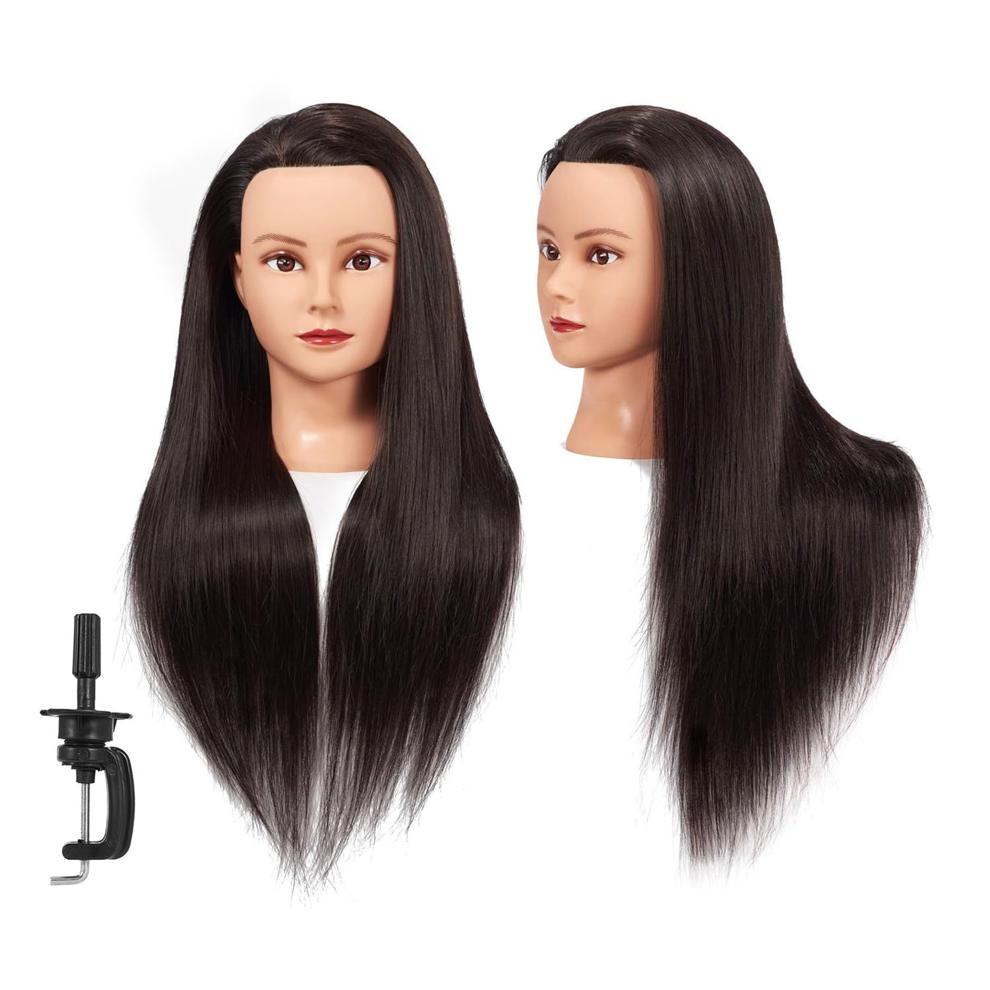 Mannequin Head - 26-28" Yaki Synthetic Fiber Training Head for Hairdressing | Cosmetology Practice Model with Clamp Stand