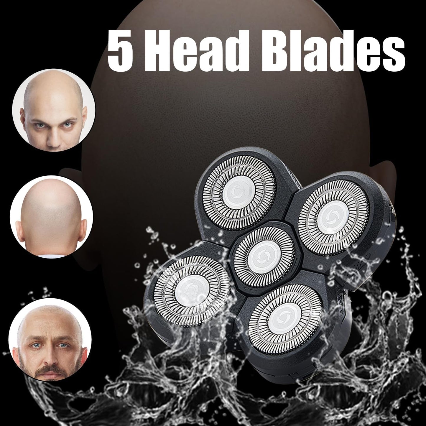 5 Head Shaver Replacement Blades Compatible with Freedom Head Shaver Kit - Electric Razor Heads for Bald Men, Head & Face Shaving