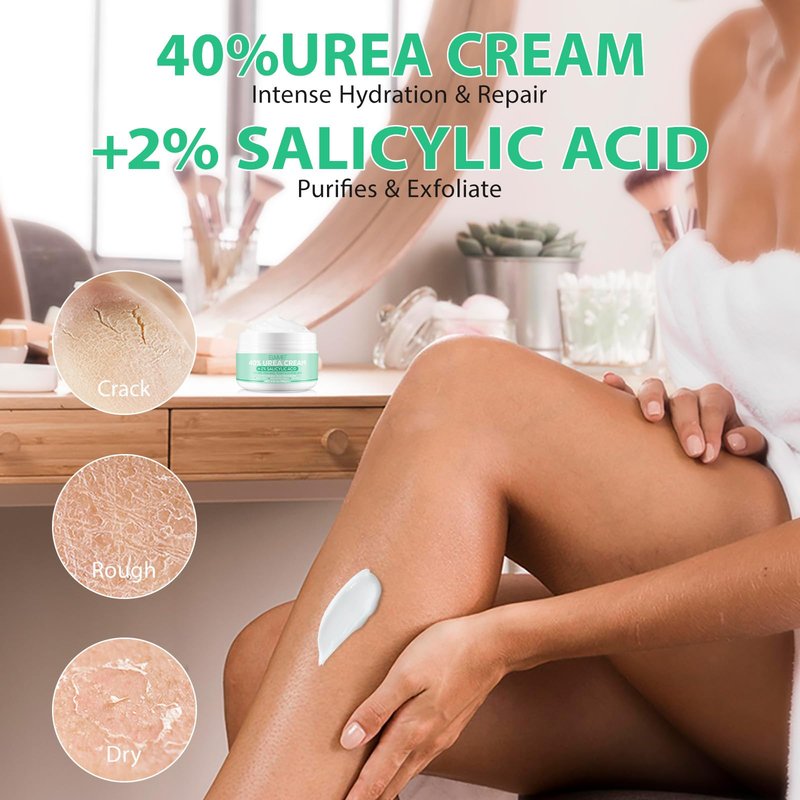 Urea Cream 40 Percent For Feet Maximum Strength,40% Urea Cream Plus 2% Salicylic Acid with Hyaluronic Acid,Tea Tree,and Aloe Vera for Foot and Hand - Deep Moisturizes,Callus Remover 3.53 oz
