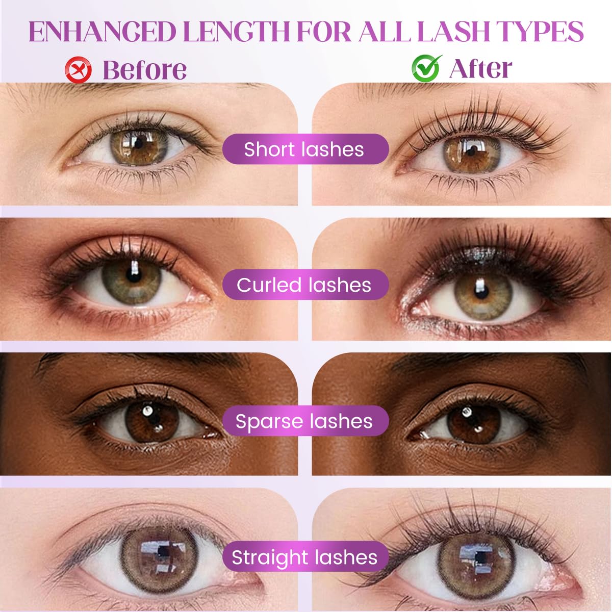 Metal Wand Mascara - Waterproof Tubular Eyelash Primer for Long, Curling Lashes | Brown & Black Options
