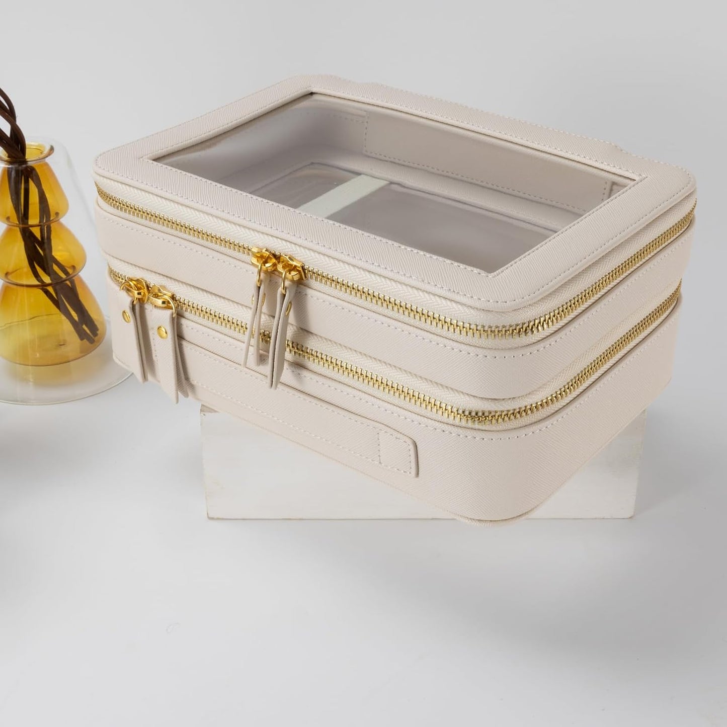Clear Travel Toiletry Bag - Compact Makeup Organizer for Travel | White, SHC-TL-2