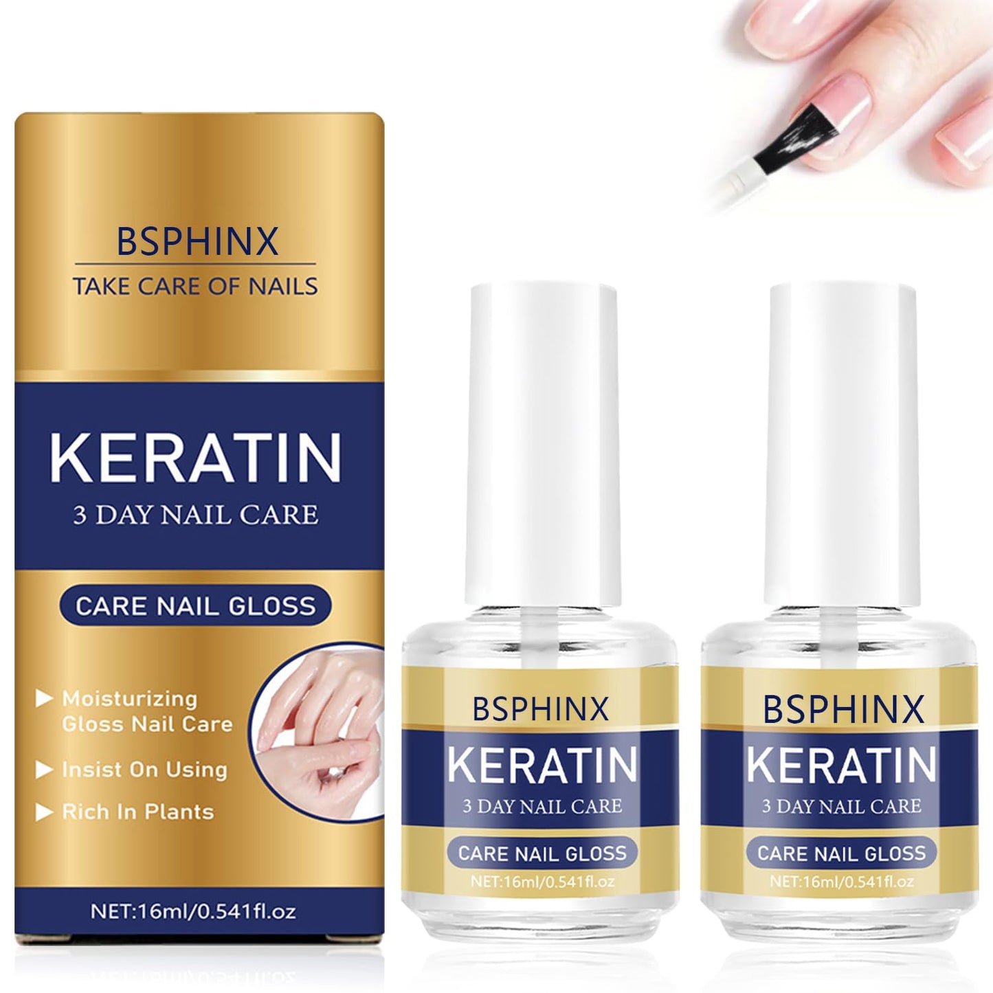2PCS BSphinx Keratin Nail Care Oil, 3 Days Nail Care, Moisturizing Treatment for Strong, Glossy Nails, Repairs Dry & Weak Nails with Aloe Vera & Lavender