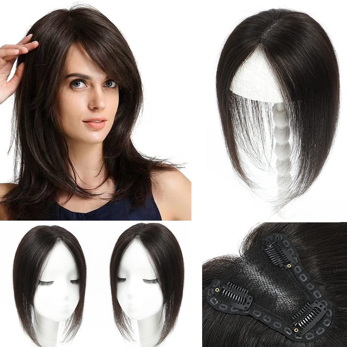 Aimeolyn Hair Toppers for Women - 16-Inch Real Human Hair | 8x8 Inch Big Base Coverage