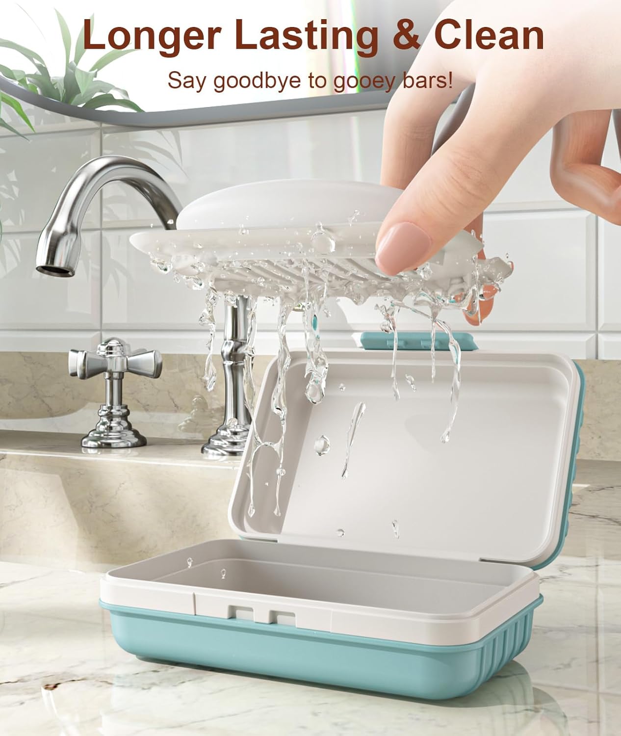 Leakproof Bar Soap Holder Dish with Lid - Portable Travel Soap Case for Gym, Camping & Outdoor Use | Blue