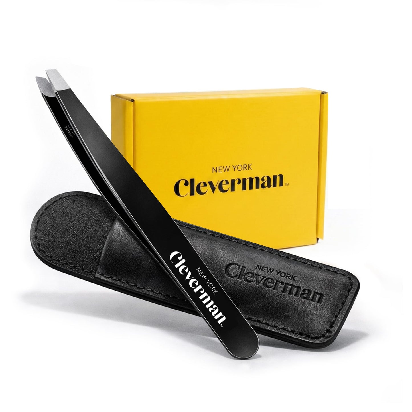 Cleverman Precision Slant Tweezer – Expert Eyebrow and Facial Hair Removal, Ideal for Ingrown Hair & Splinters, Travel Tweezer