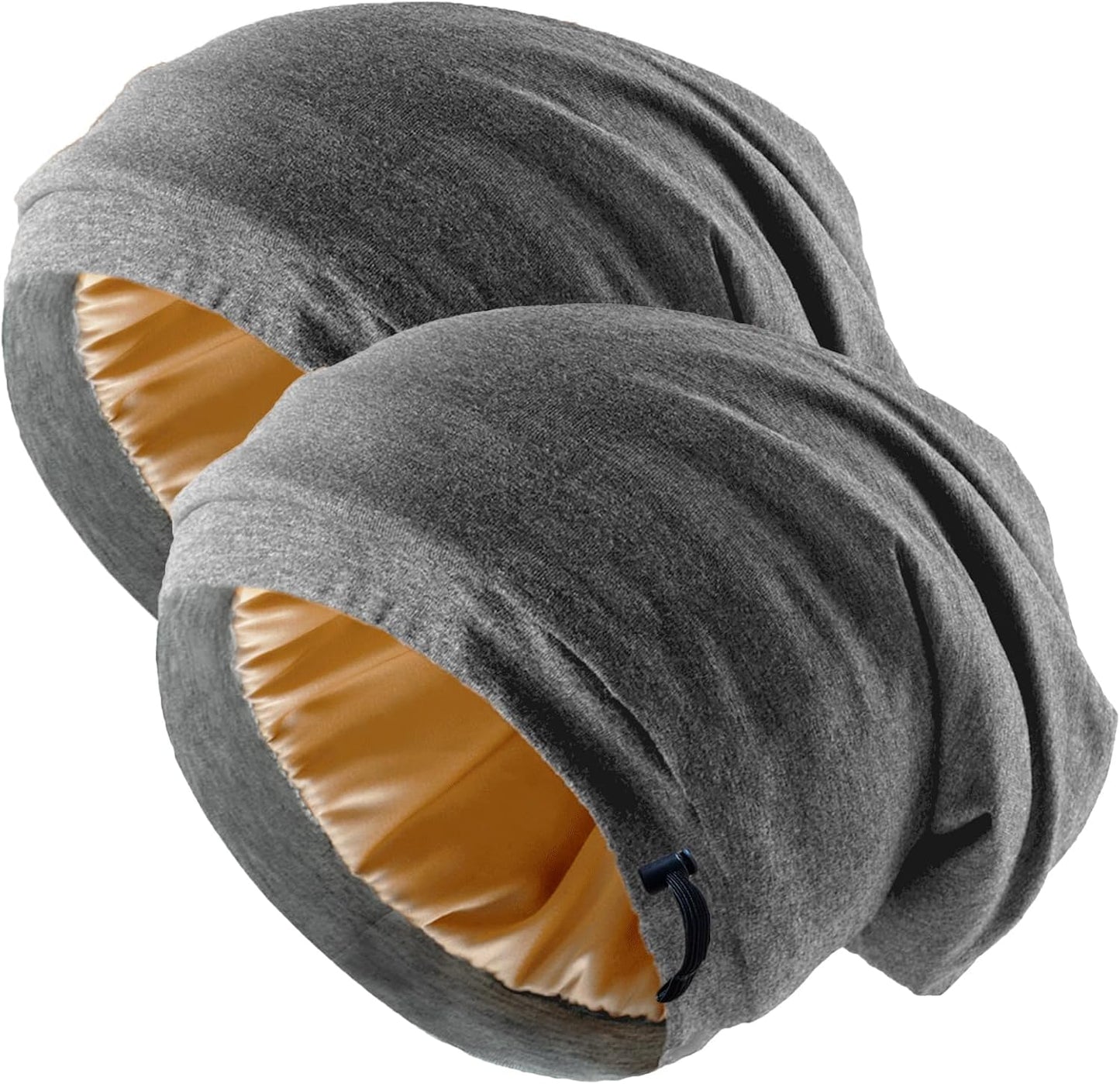 Adjustable Silk Hair Bonnet - Satin Lined Sleep Cap for Women & Men | 2 Pcs Set