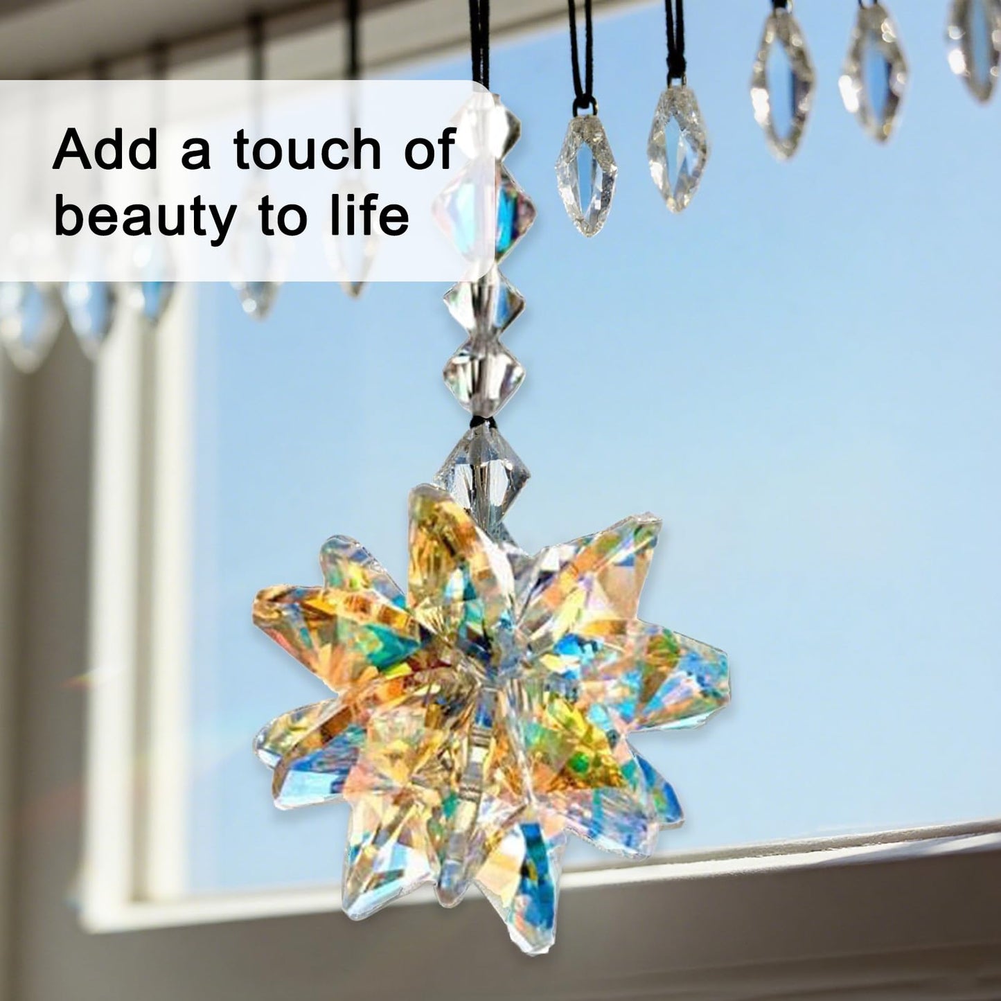 Rainbow Crystal Suncatcher - 1PC Hanging Pendant for Window, Garden, or Auto Mirror, Creates Rainbows, Perfect for Home, Restaurant, or Cafe Decor