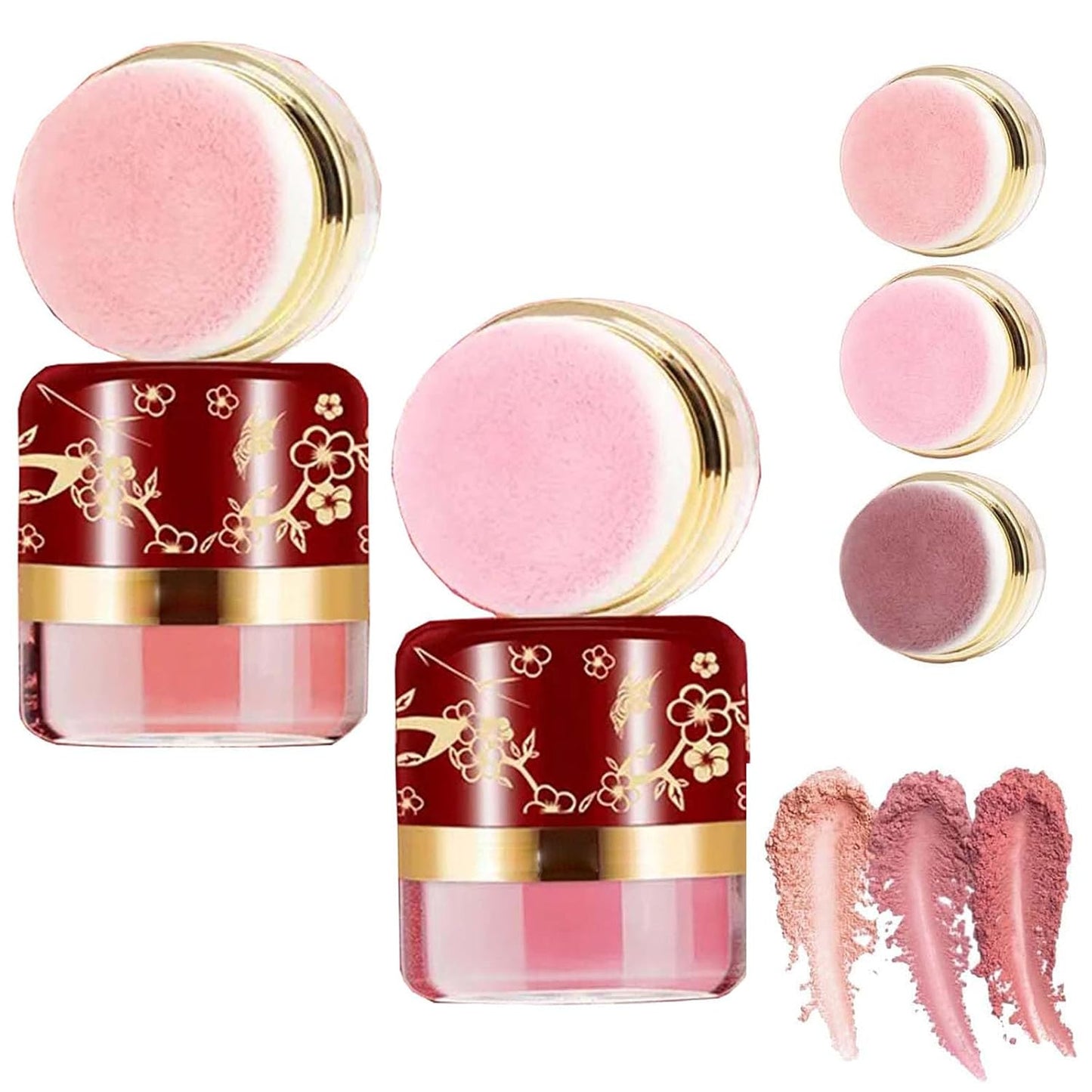 Effortless Radiance Blush Set - 3-Piece Makeup Kit with Built-In Mirror | Natural-Looking for All Skin Tones