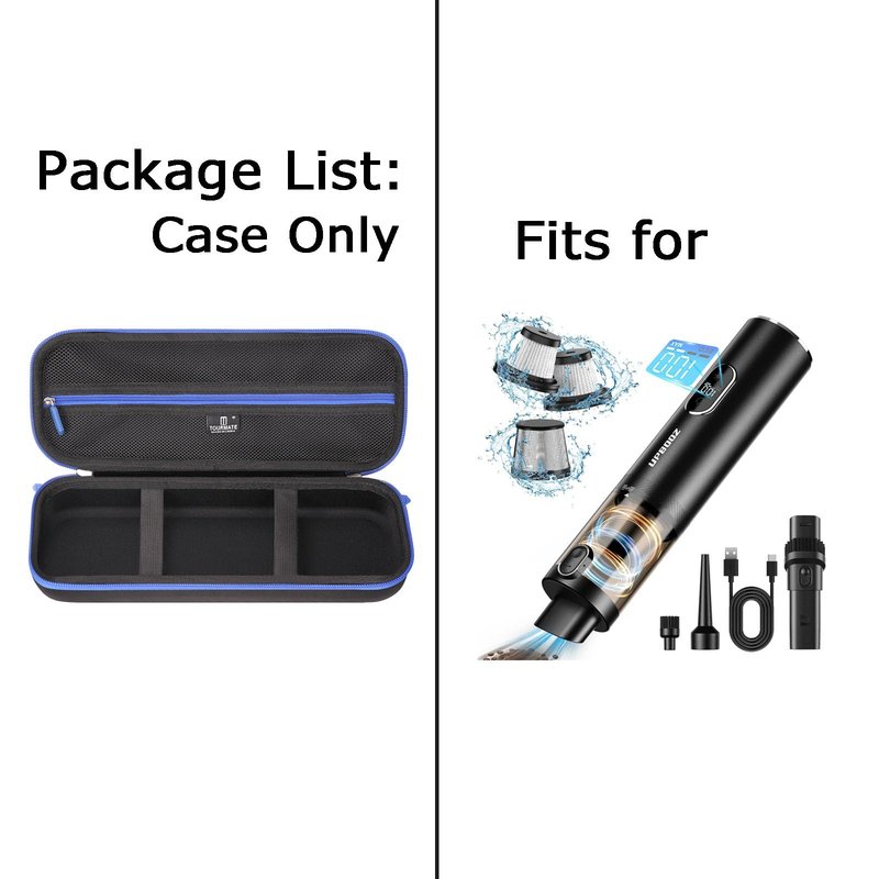 Tourmate Hard Storage Case for Upbooz/Vacuum/Minthouz/Dovety Vacuum Cordless - Travel Case for Portable Car Vacuum(Only Case)(Black & Blue)