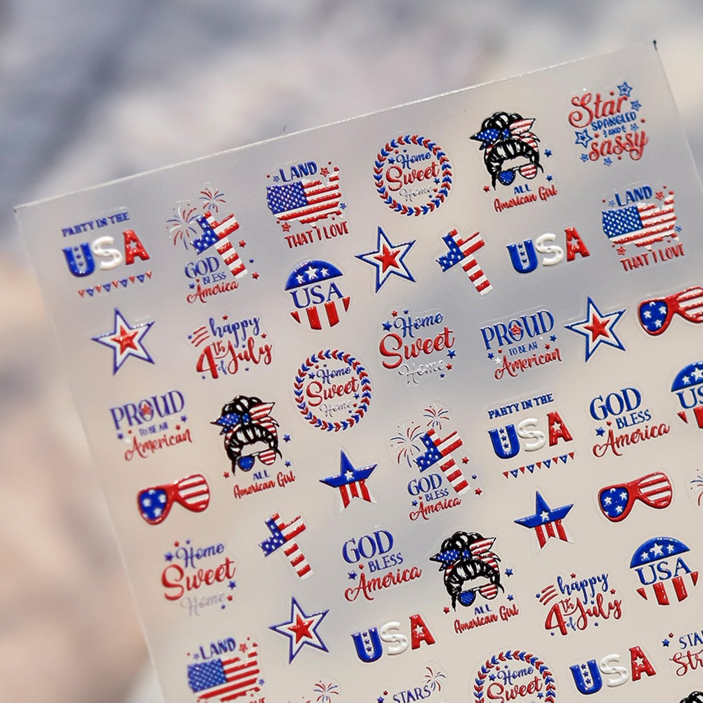 4th of July Nail Stickers 5D Independence Day Nail Art Stickers Embossed Nails Decals Star American Flag Nail Designs Self-Adhesive Nail Art Decals Nails Supplies for Women Girls DIY Manicure