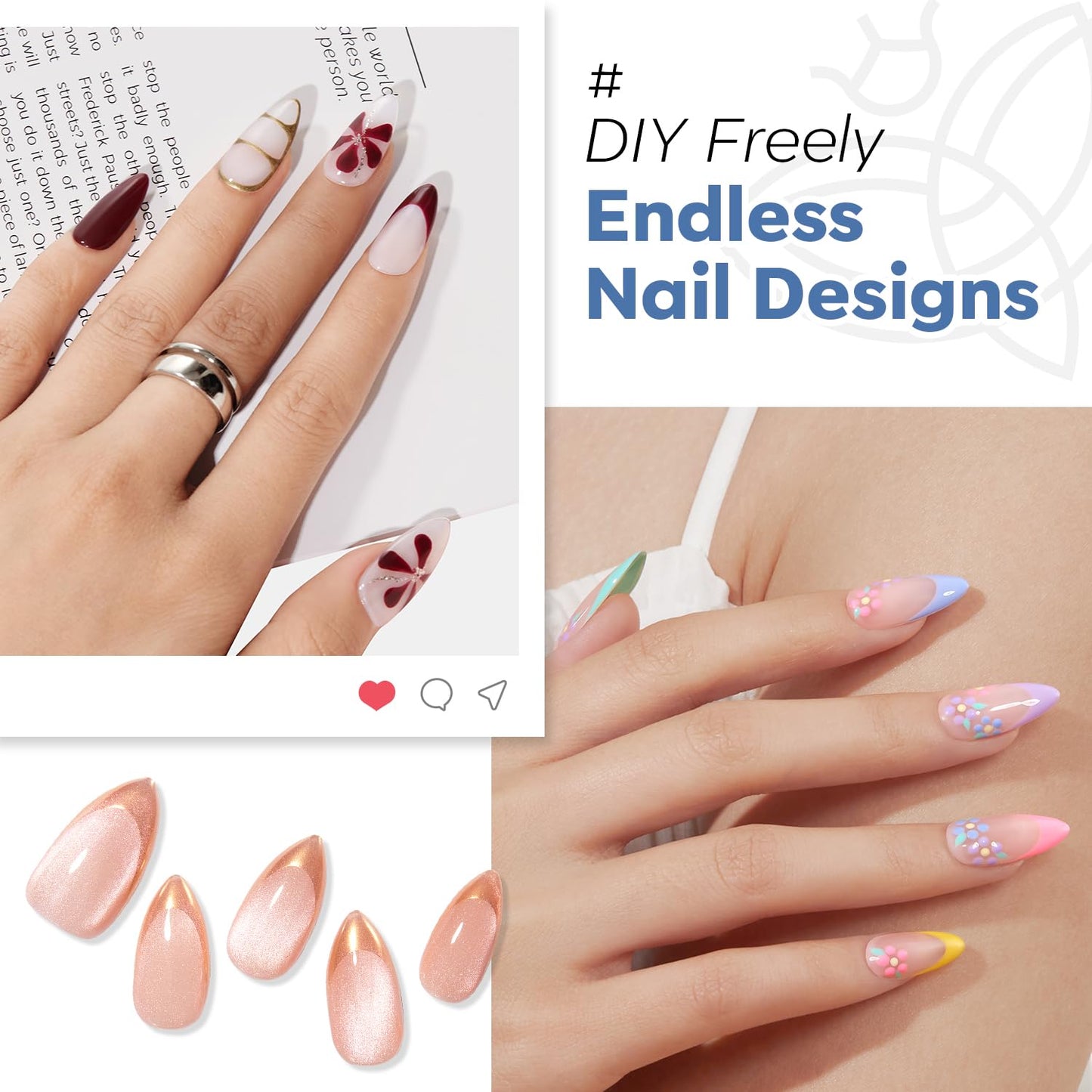 Modelones Medium Almond Nail Tips 360pcs Pre-etched Clear Press On Nails