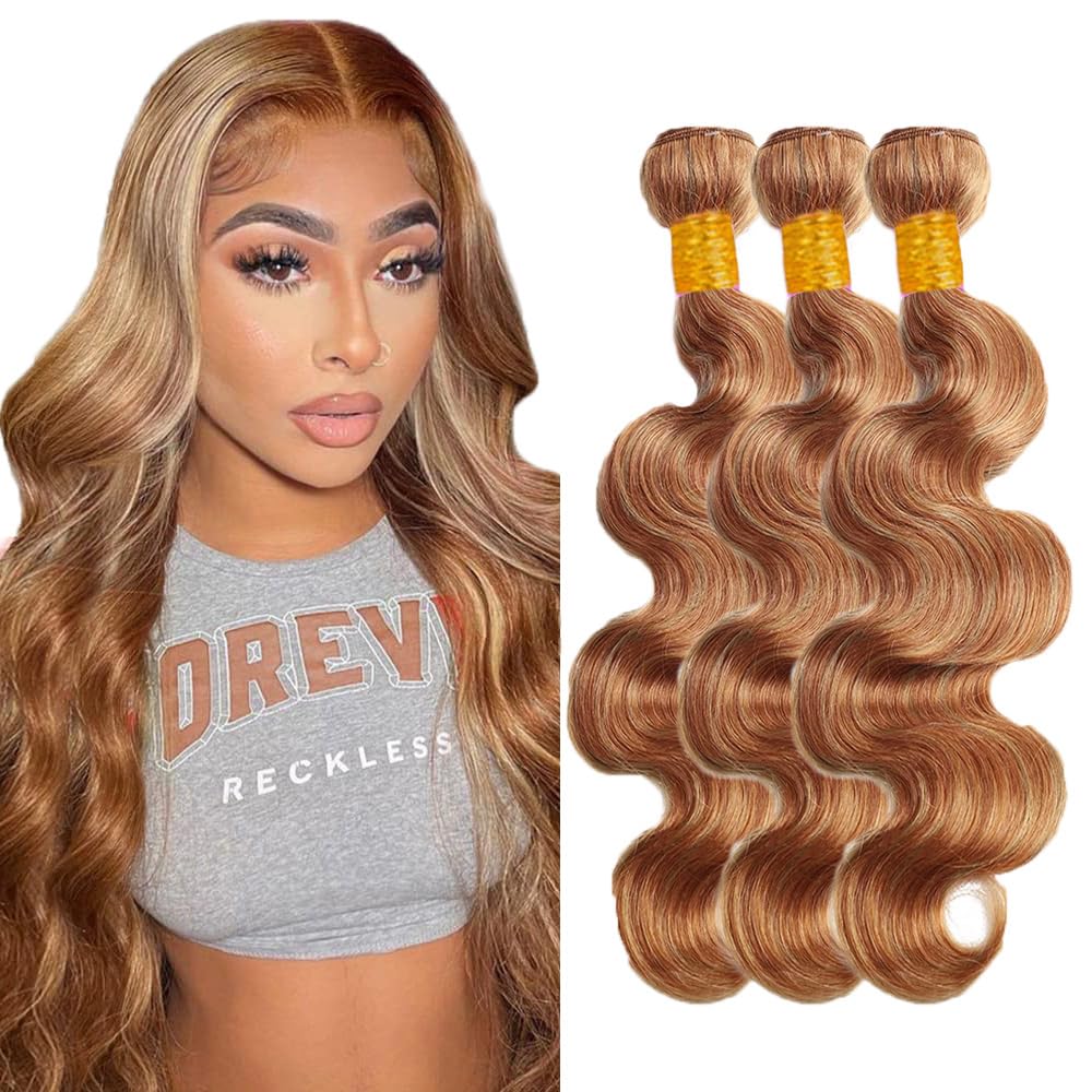 Color #27 Bundles Human Hair Honey Blonde Body Wave Bundle Peruvain Virgin Hair Same Length 3 Bundles 20 20 20 Inch Color #30 Brown Body Wave Bundle