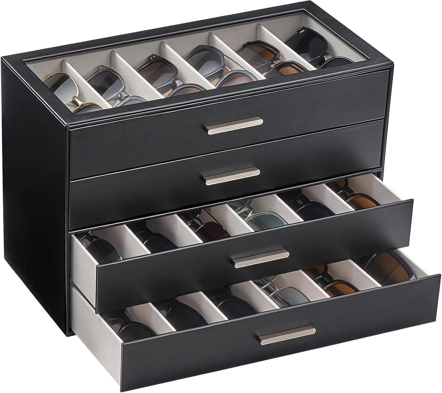 Sunglasses Storage Box for Women - Clear Top Eyewear Organizer | Stylish Display Case