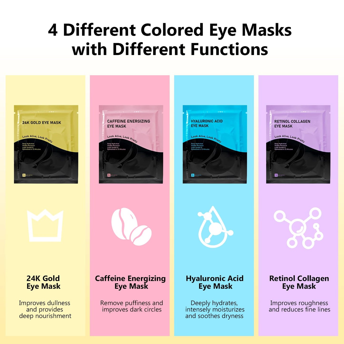 Adofect Under Eye Patches 40 Pairs, Eye Masks with 24K Gold, Hyaluronic Acid, Caffeine & Retinol for Dark Circles, Puffy Eyes, Under Eye Bags, Skincare Gifts for Bachelorette Party Accessories