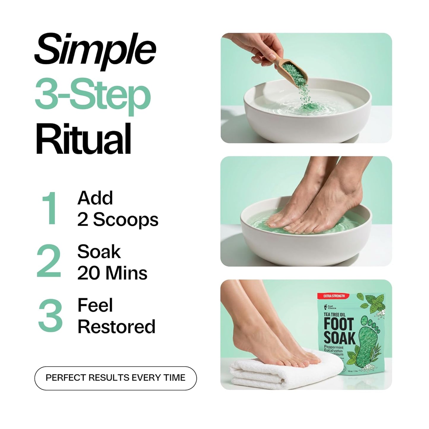 Tea Tree Oil Foot Soak - Epsom Salt for Toenail Repair & Odor Elimination | 16 oz, Made in USA
