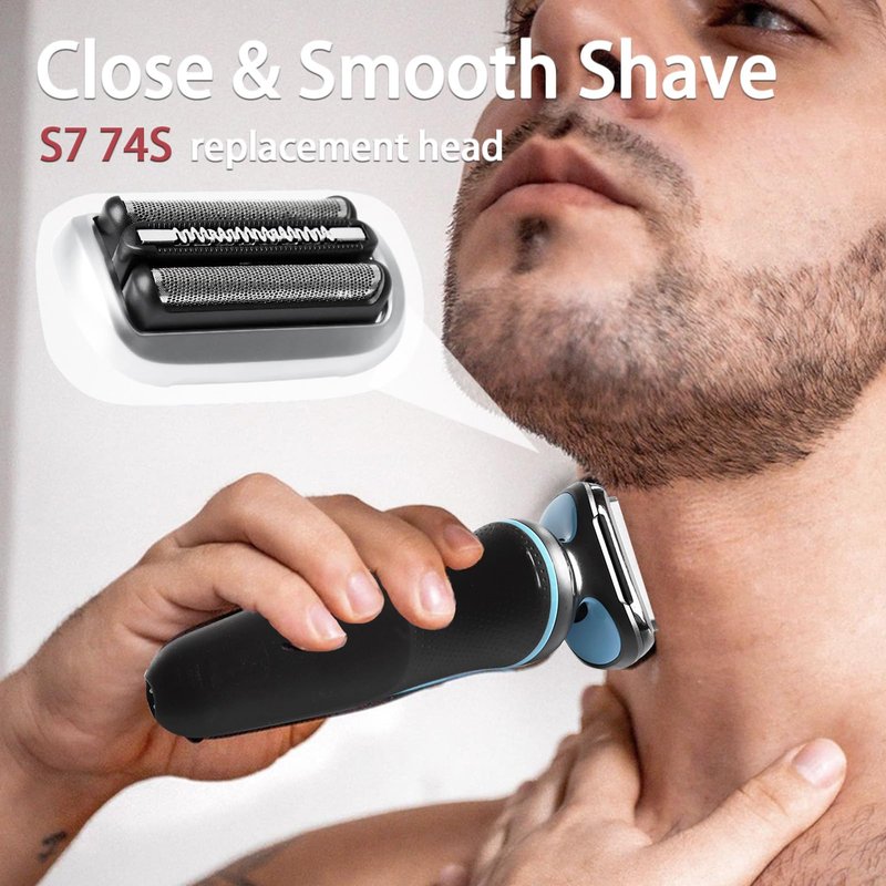 JEVONG 74S S7 Replacement Head for S7 Shavers, Stainless Steel Blades & Precision Foil, Smooth Shave No Pulling (Pack of 2).