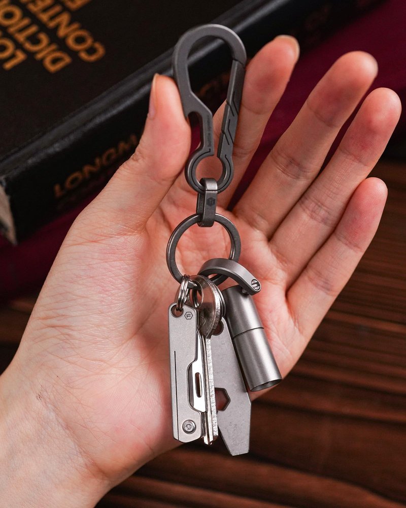 KeyUnity KK19 Small Pocket Knife, Lightweight Titanium Handle, Compact EDC Tool for Everyday Carry(Gray)