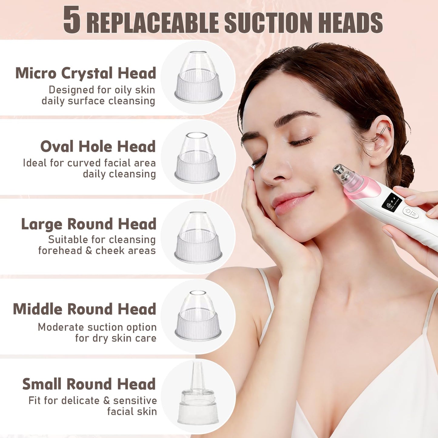 2026 Blackhead Remover Pore Vacuum,Facial Pore Cleaner-5 Suction Power,5 Probes,USB Rechargeable Blackhead Vacuum Kit Electric Pore Vacuum Tool for Adult