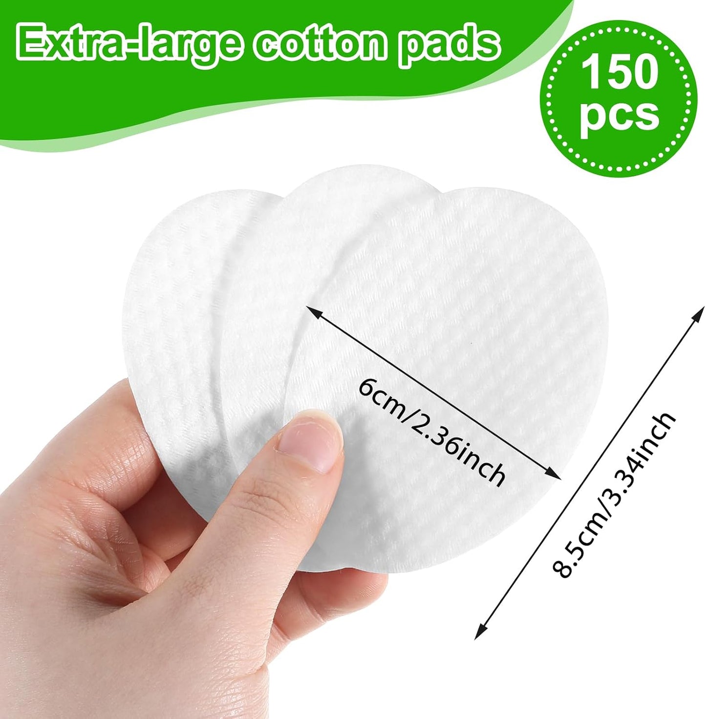 Large Oval Cotton Pads - 150 Pcs Lint-Free Dual-Sided Facial Pads for Makeup Removal | Soft Cleansing & Skincare Use