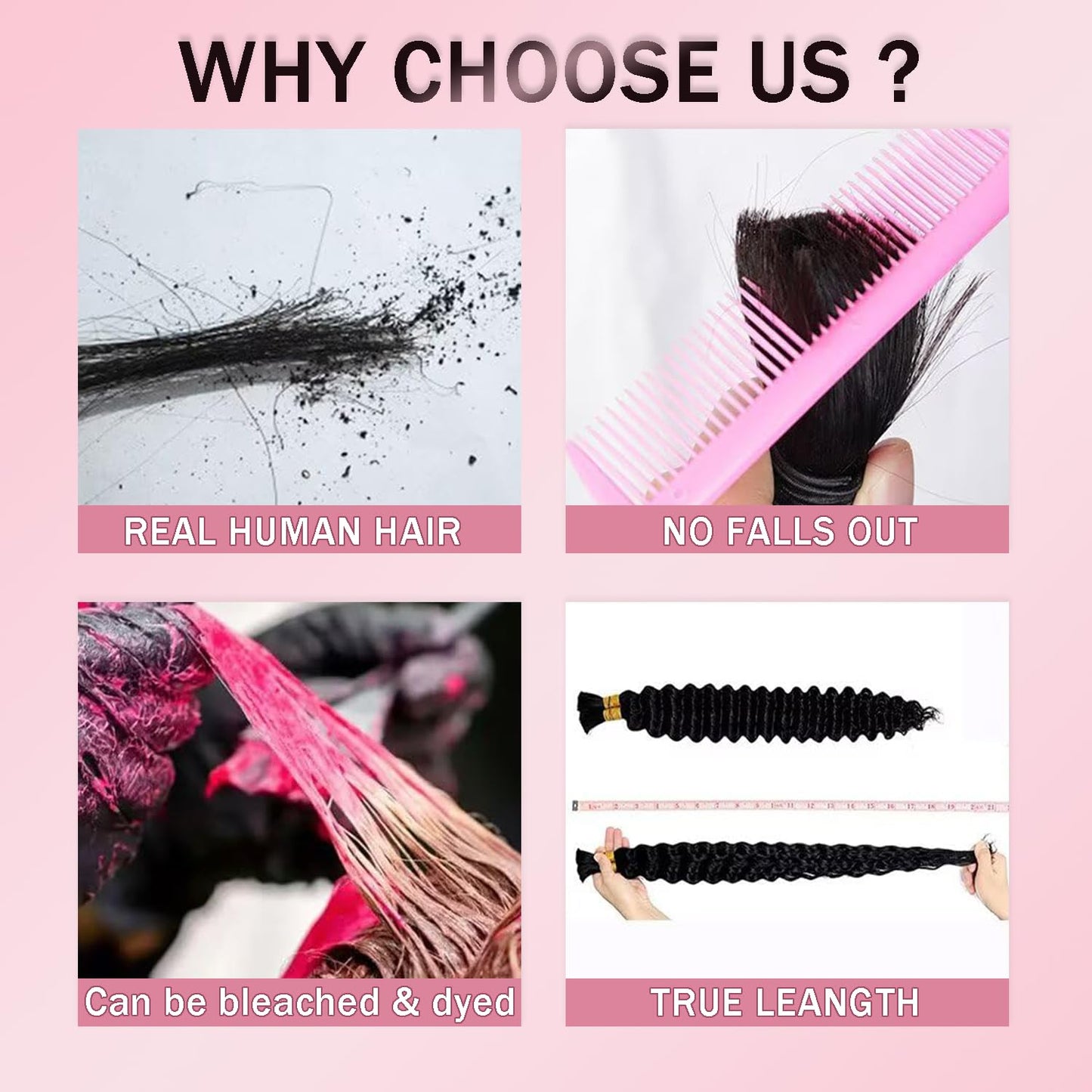 #99J Burgundy Human Braiding Hair for Boho Braids 150g 3 Bundles 24 24 24 Inch Wine Red Deep Wave Bulk Hair #99J Curly Human Hair Extensions for Braids Wet and Wavy Braid