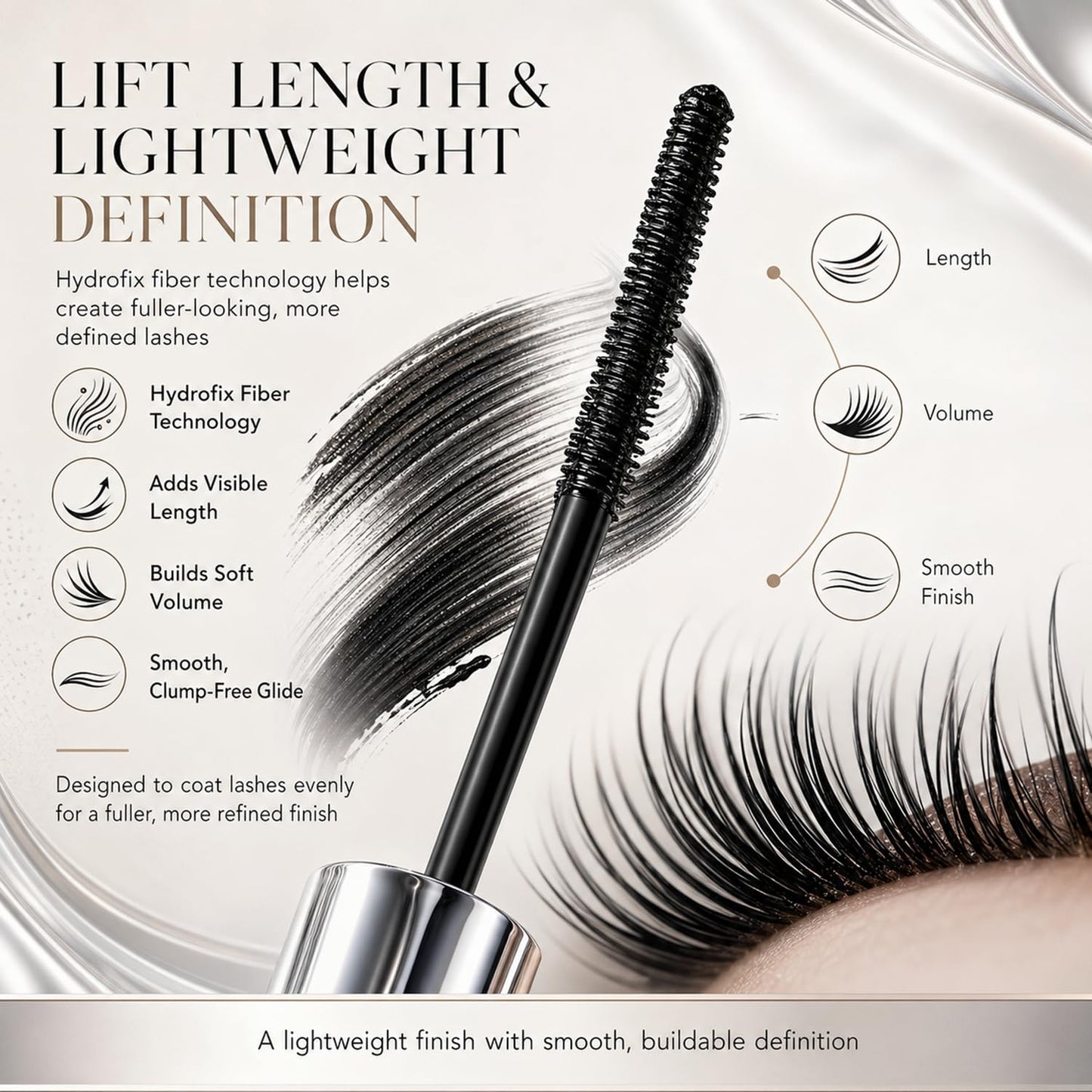 Dulhantocosh Felvaris Waterproof Fibre Mascara, Tubular Eyelash Primer, Metal Wand,3D Curling Eyelash, Waterproof Long Curling, Smudge-Resistant Formula for Defined Lashes, Black(1PC)