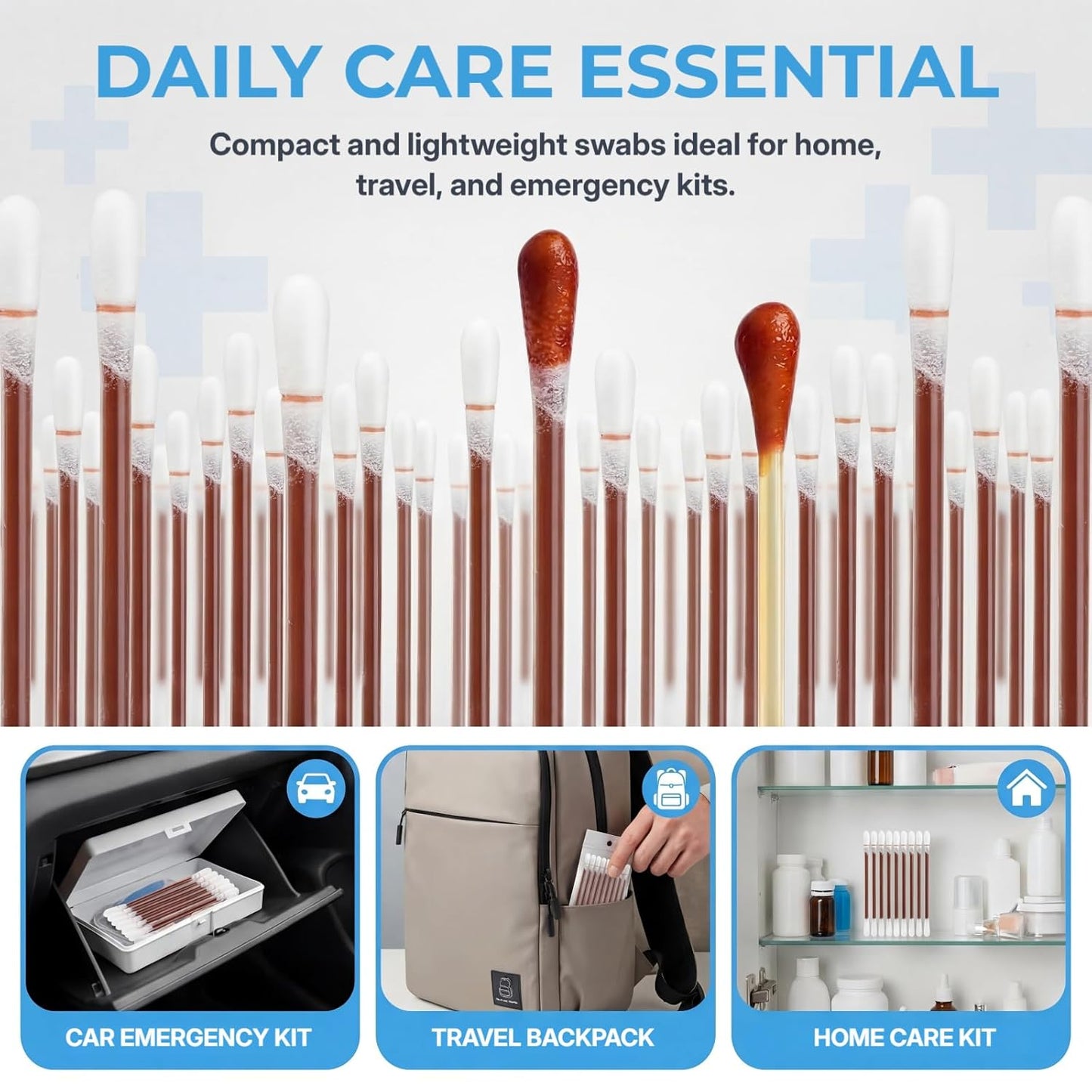 Cotton Iodine Swabs - 50 Individually Wrapped Disposable Iodophor Swabsticks for First Aid | Medical Sanitary Care