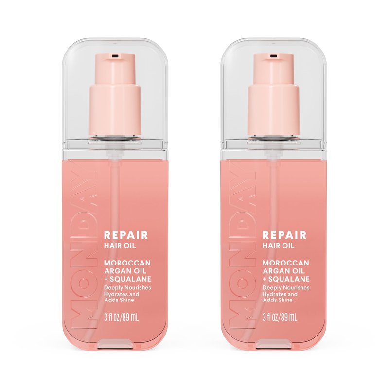 MONDAY HAIRCARE REPAIR Hair Oil with Moroccan Argan Oil & Squalane – 3 oz, Deeply Nourishes, Hydrates, and Adds Shine(Pack of 2)