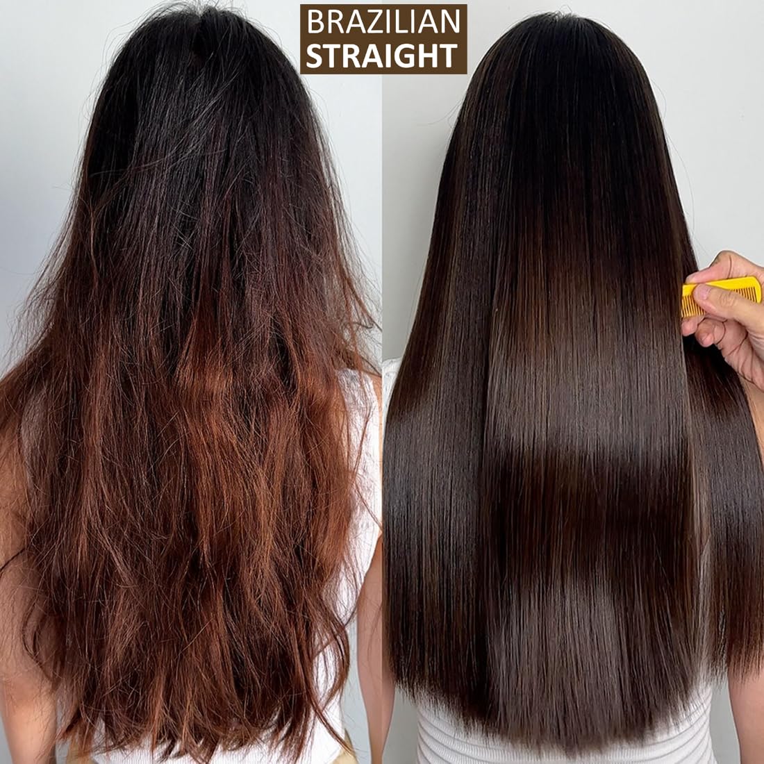 Brazilian Straight Keratin Hair Treatment - Formaldehyde-Free, Smooth & Shiny Results | 2PC Set
