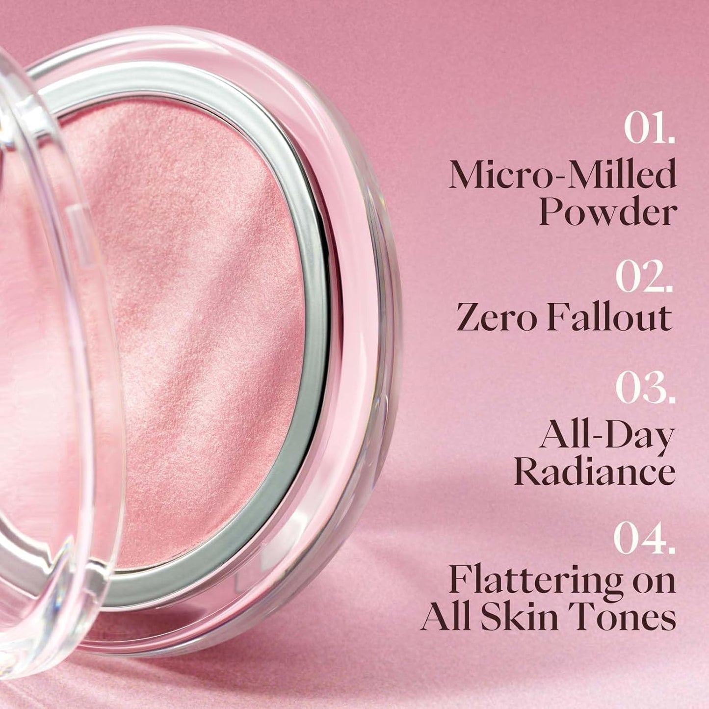 JOOCYEE AURA Glazed Blush & Highlighter - Baked Luminous Powder for All-Day Radiance | Pink Glow