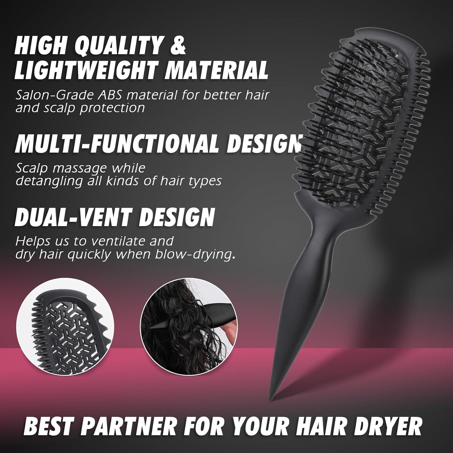 Curl Defining Hair Brush - Effortlessly Detangle & Style | Vented Design for Wet/Dry Hair