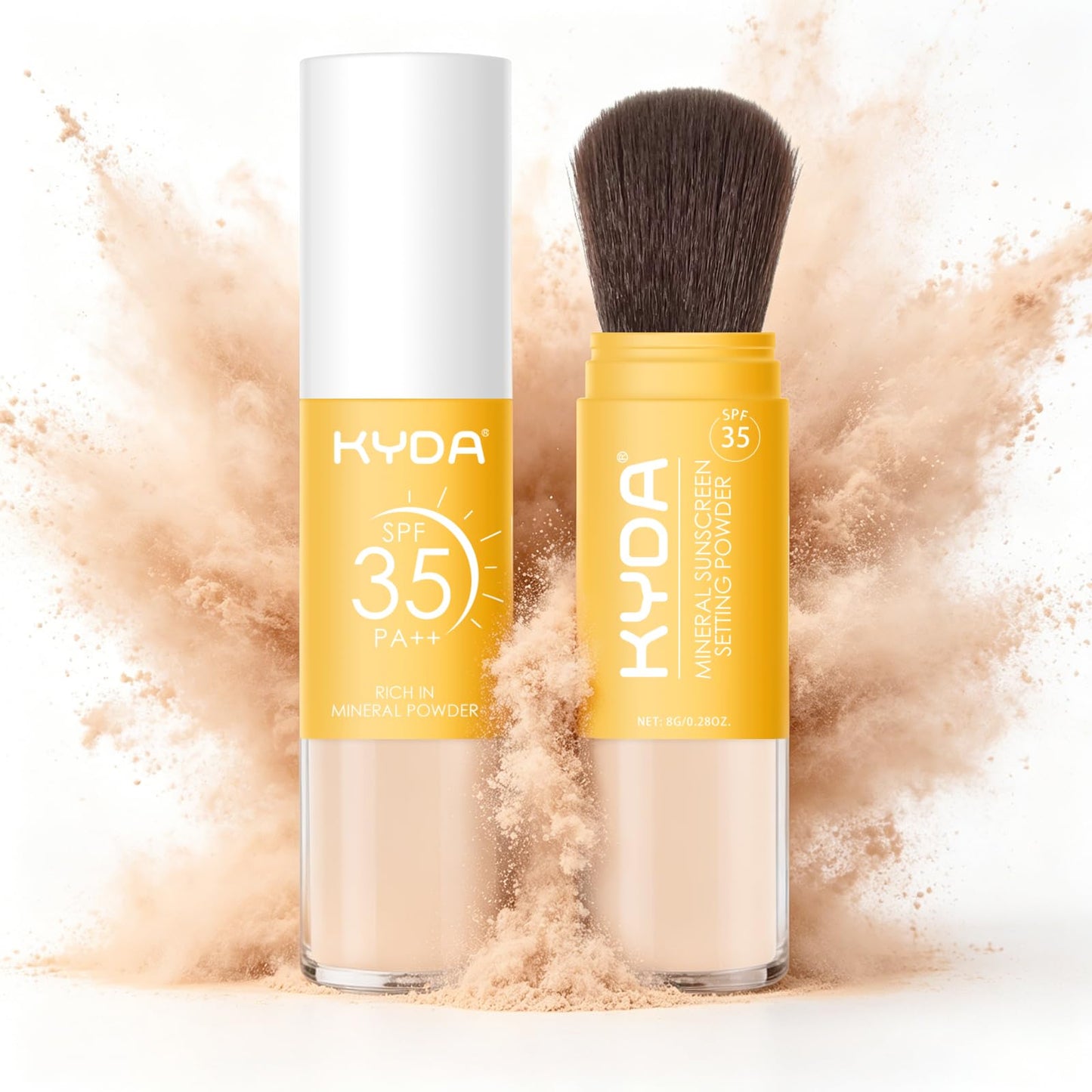 KYDA Mineral Sunscreen Powder for Face & Scalp Hair, SPF 35 Scalp Sunscreen, Hair Sunscreen Spf Powder Lasting Oil Control Matte Loose Powder, Lightweight Breathable for All Skin Type,Medium