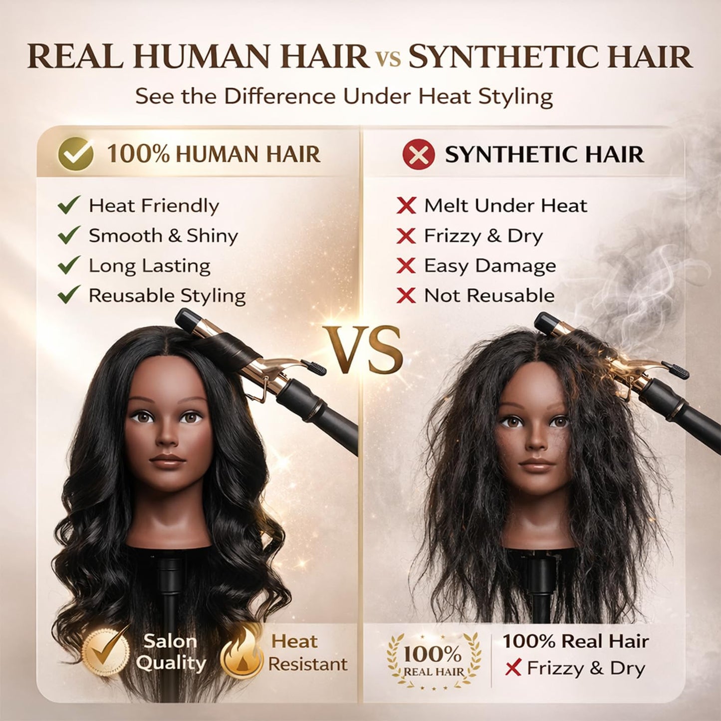 Mannequin Head Human Hair 16 Inch, 100% Real Human Hair Cosmetology Mannequin Head with Clamp Stand, Professional Hair Manikin Doll Head for Braiding, Styling & Hairdresser Training (Black-16inch)