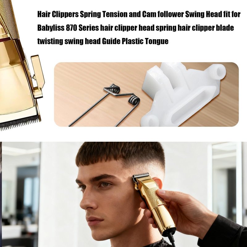 CZMZHFC 2 Sets Hair Clippers Spring Tension and Cam Follower Swing Head fit for Babyliss 870 Series Hair Clipper Head Spring (2 X Swinging Spring 2 X White Cam Follower)
