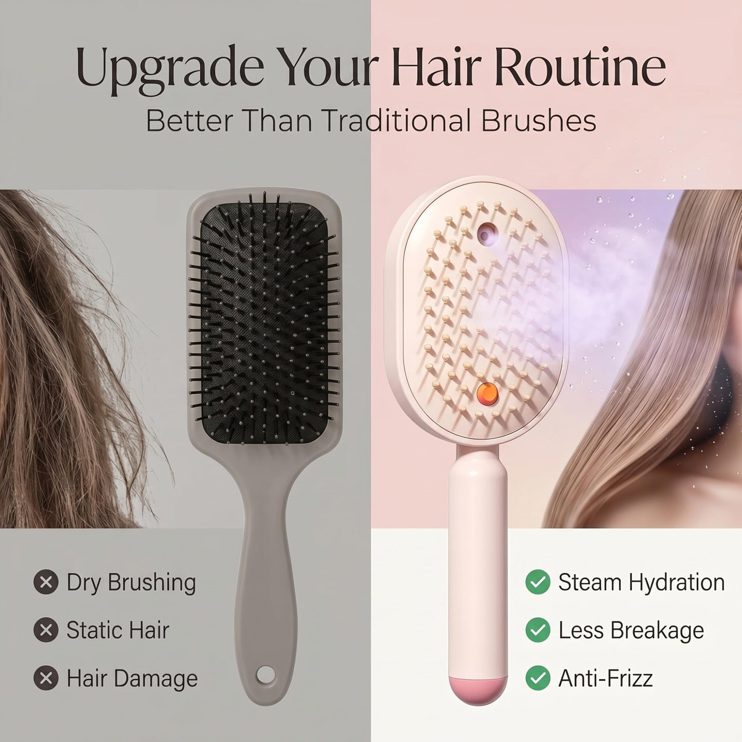 Electric Spray Air Cushion Massage Comb, 2026 New Retractable Steam Hair Brush for Women, Strong, Less Breakage, No Hair Residue, Both Long and Short Hairs, Reduce Frizz