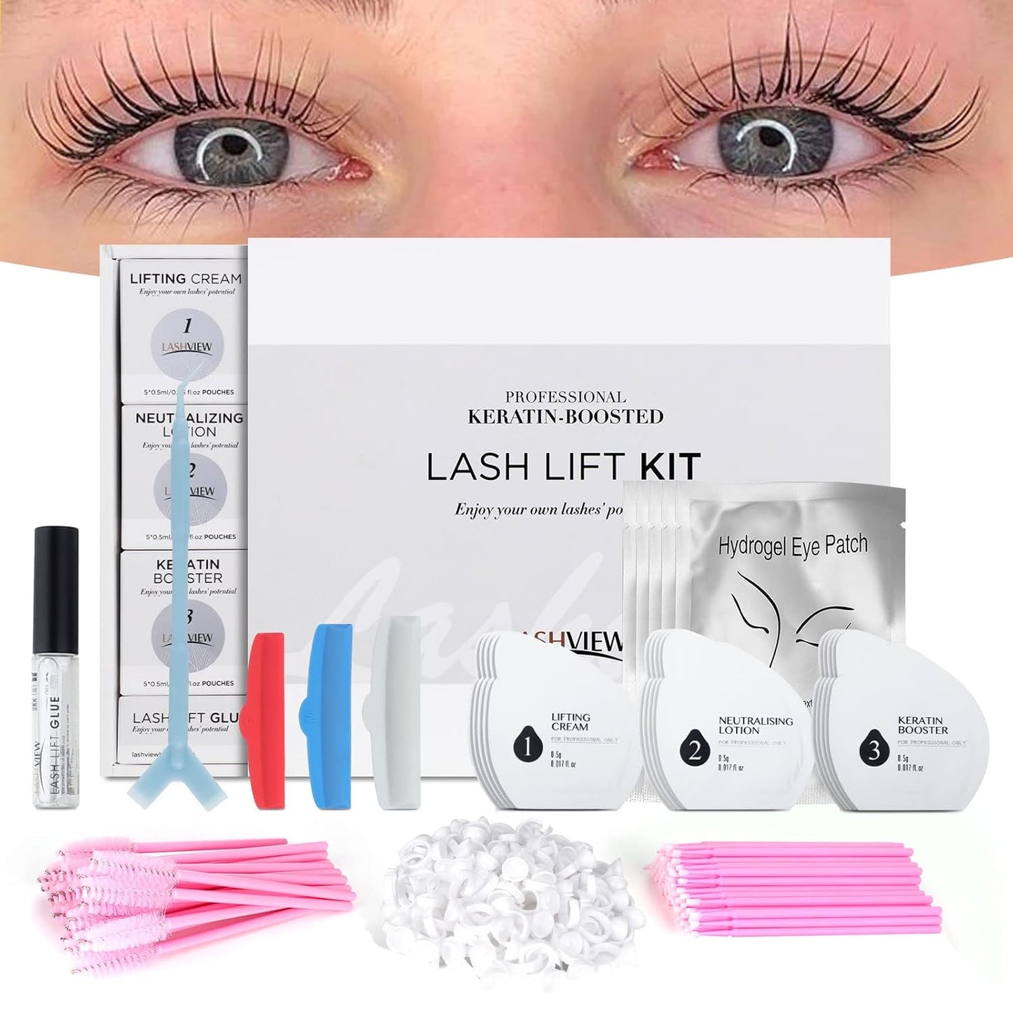 Lashview Lash Lift Kit - Professional Semi-Permanent Eyelash Curling Set | 5 Applications