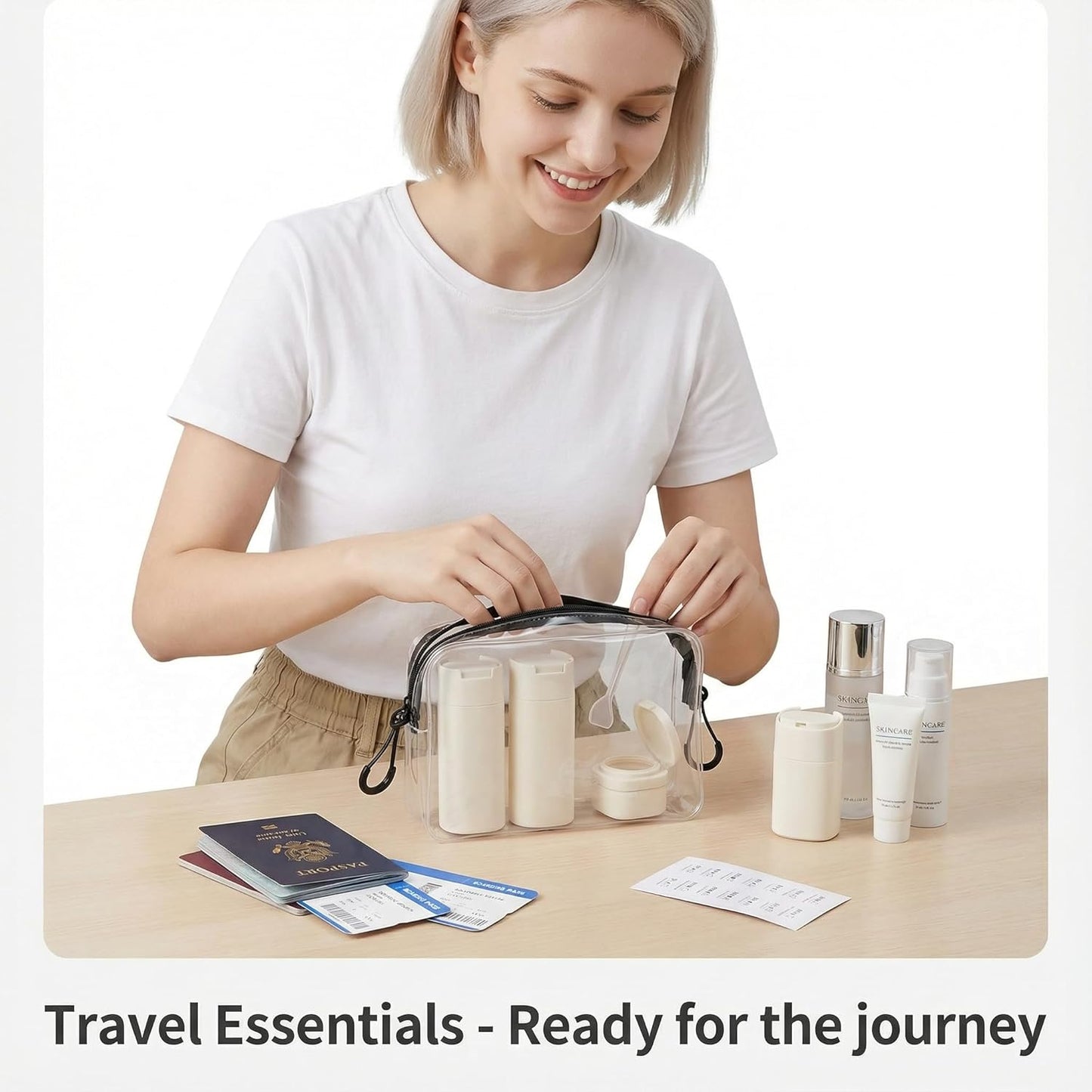 Travel Cream Dispenser Bottles Set - 5pcs TSA Approved Toiletry Containers for Travel Essentials