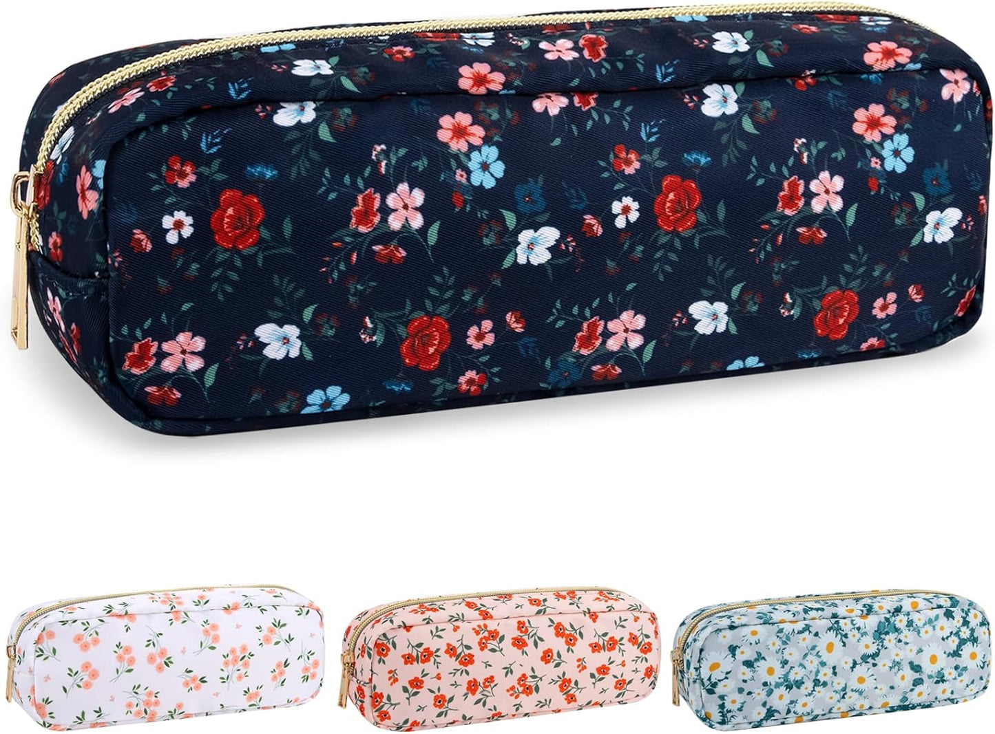 Floral Makeup Bag - Cute Pink Nylon Zipper Pouch for Travel | Waterproof Cosmetic Organizer for Women