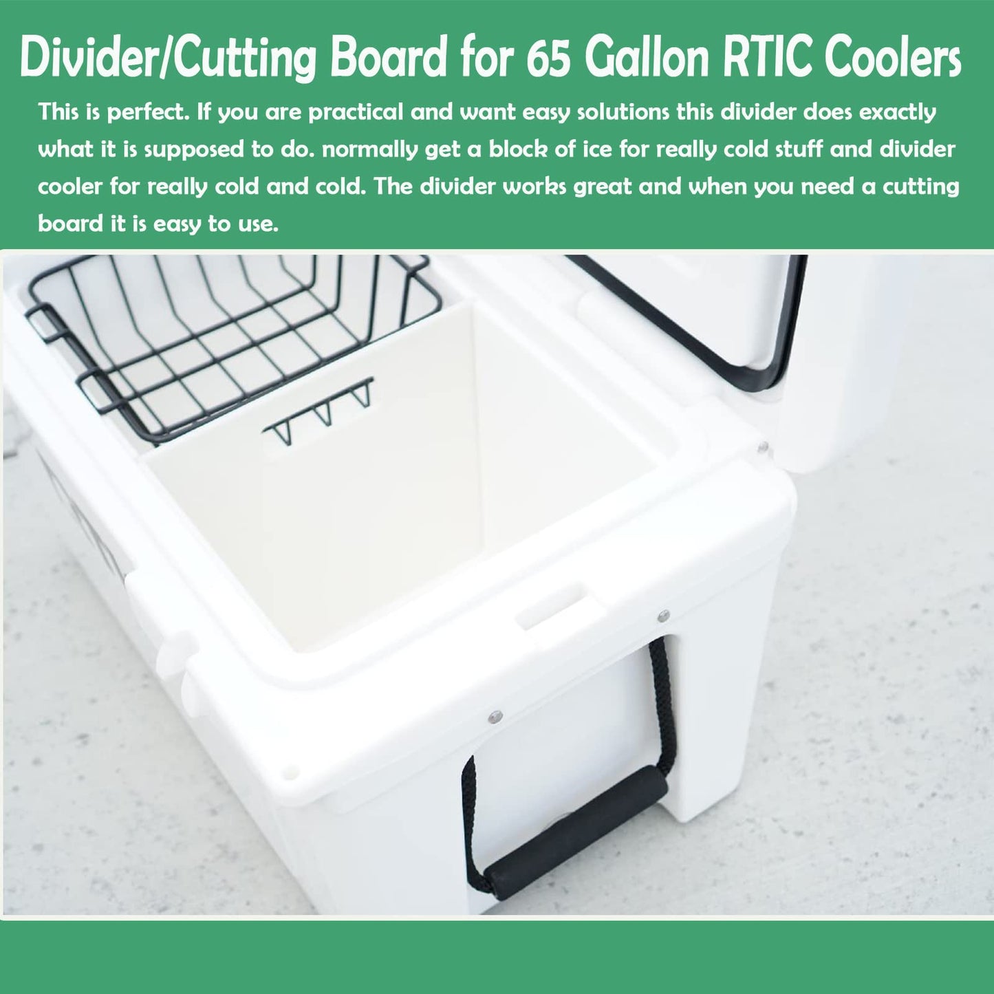 65 Size Divider/Cutting Board Cooler Accessories Compatible with 65 Gallon Rtic Coolers,White