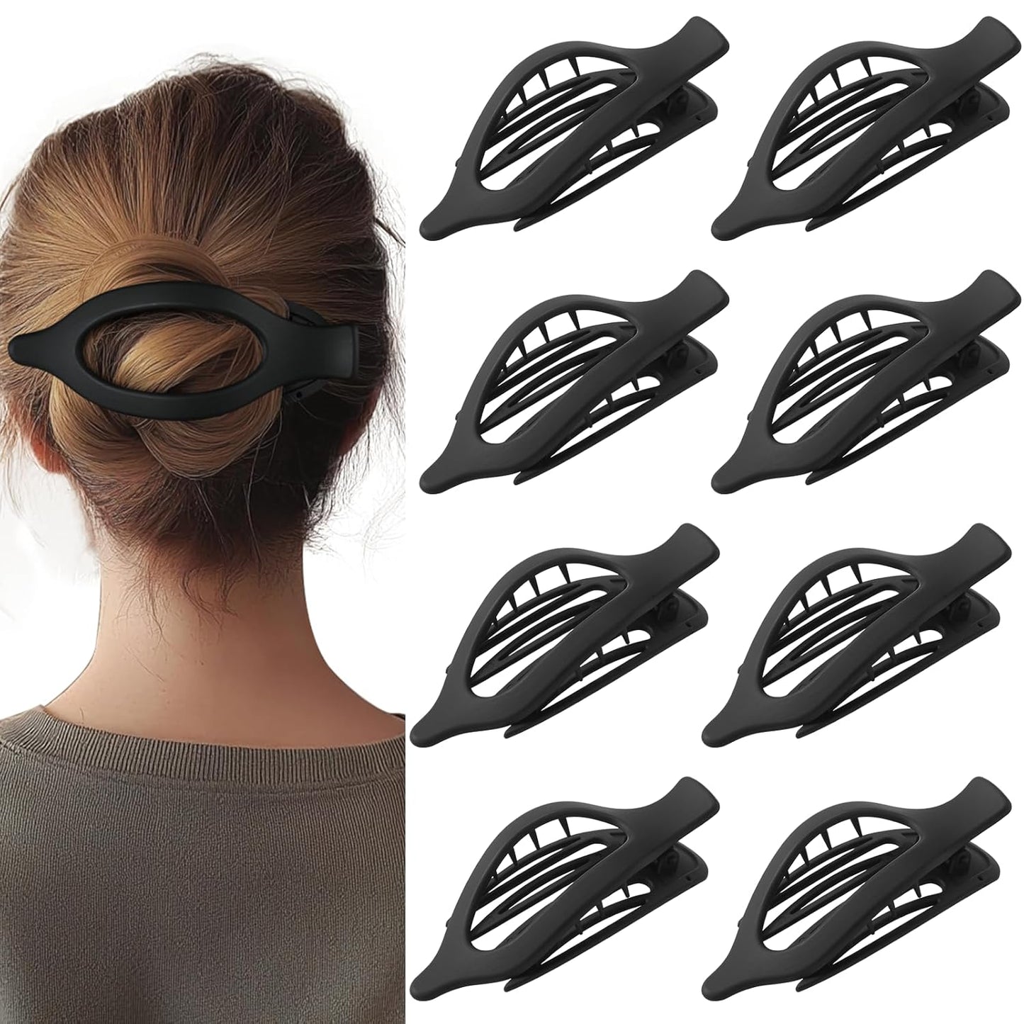 Flat Hair Clips for Women - 8 Pack Matte No Crease Claw Clips | Strong Hold for Thick & Thin Hair