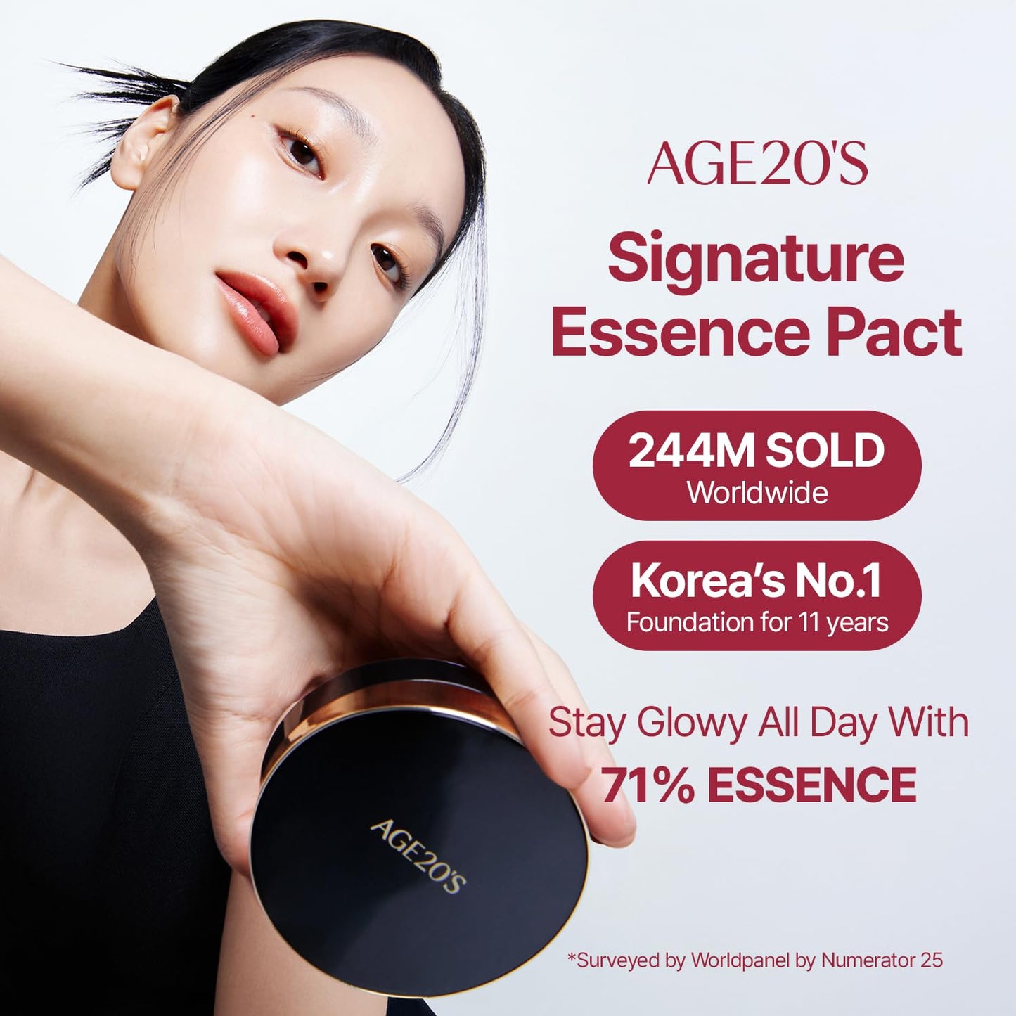 AGE20'S Signature Essence Pact - Vegan Korean Cushion Foundation with SPF 50+ | Dewy Glow Finish, Natural Coverage | 0.14 oz