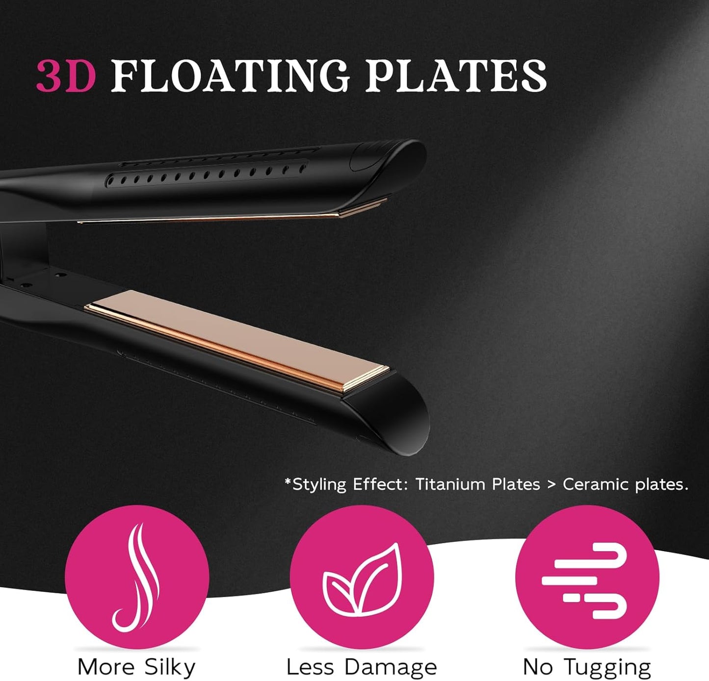 SKIMI Airflow Styler 2.0 - Titanium Flat Iron & Curling Wand with 96 Cool Air Vents | Dual Voltage, Anti-Tangle, 5 Heat Settings (Black & Champagne)