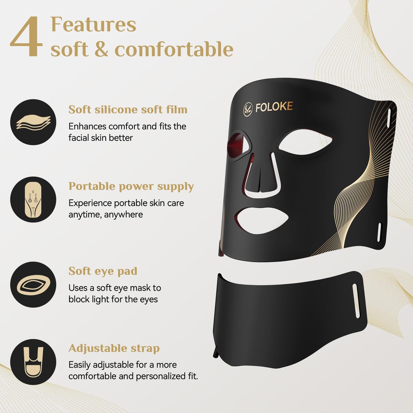 Red Light Therapy for Face, LED Light Therapy Mask Skin Care Mask & Neck, LED Red & NIR Light Therapy Wavelength for Home Use, Working Travel Yoga Sleep
