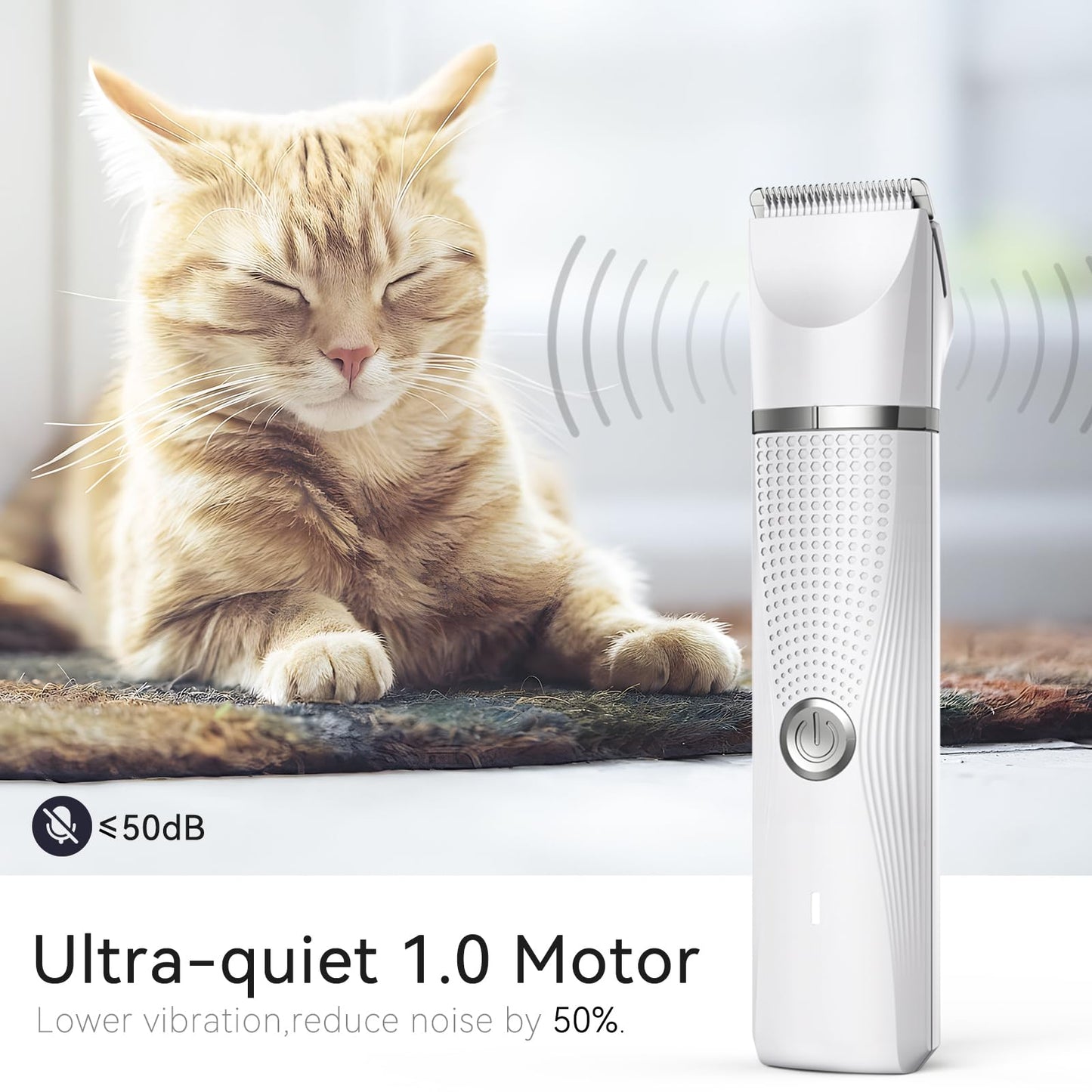 Bautrium Cat Grooming Clippers Kit with Paw Trimmer, 3 in 1 Electric Pet Hair Trimmer Supplies for Thick Matted Hair, Heavy Coat Butt Shaver Cat Razor Fur Trimmer for Dogs at Home (White)